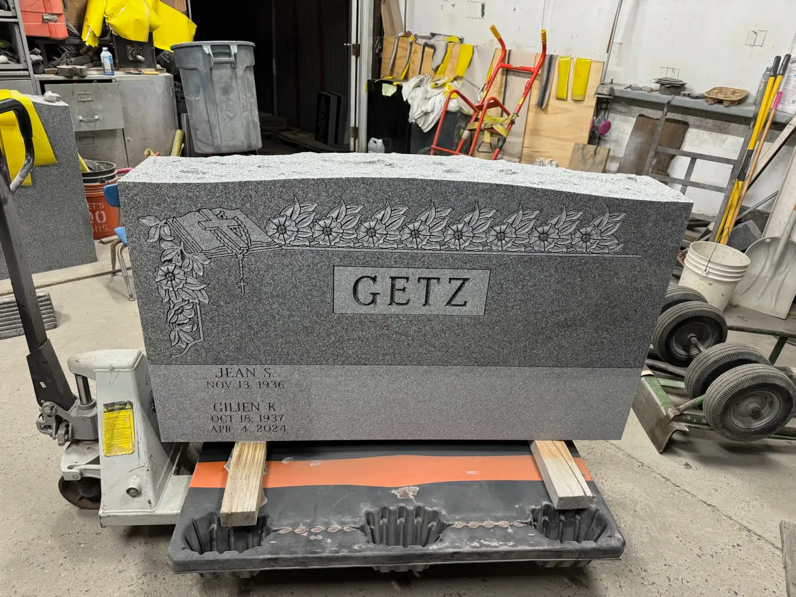 granite Christian Headstone hand-carved by Christian Memorials in NJ — image 4
